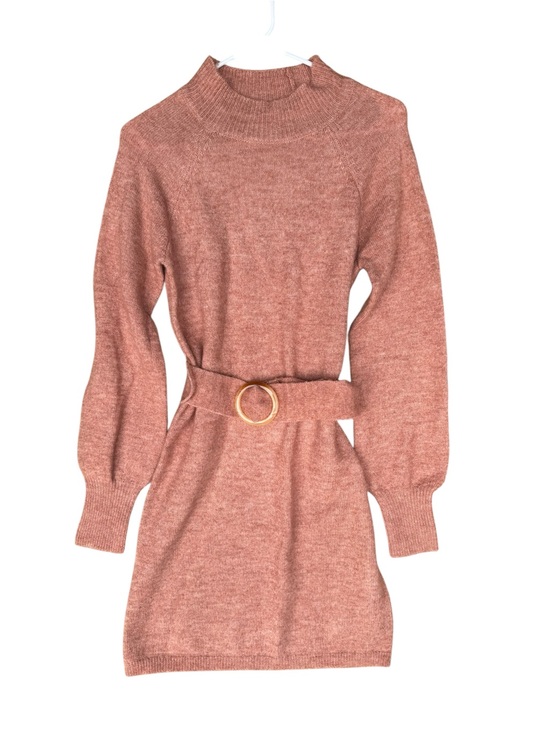 LC Lauren Conrad Dresses & Skirts - LC Lauren Conrad Heather Orange Ribbed Mock Neck Belted Sweater Harvest Dress